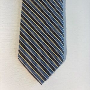 Dior Men's Slim Tie in Blue, Black, and Gold Stripes